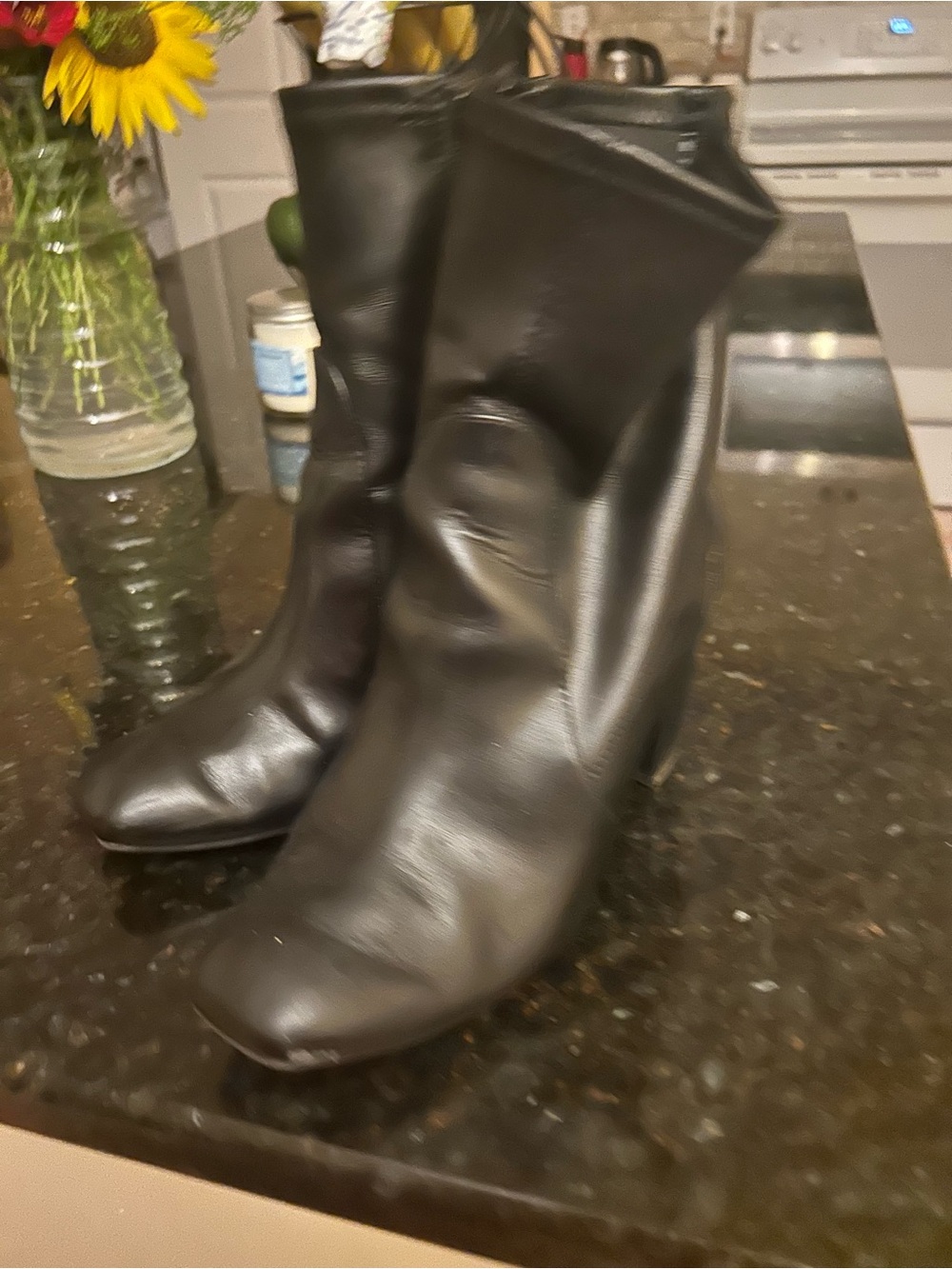 Target Black Mid-Calf Heeled Leather Boots